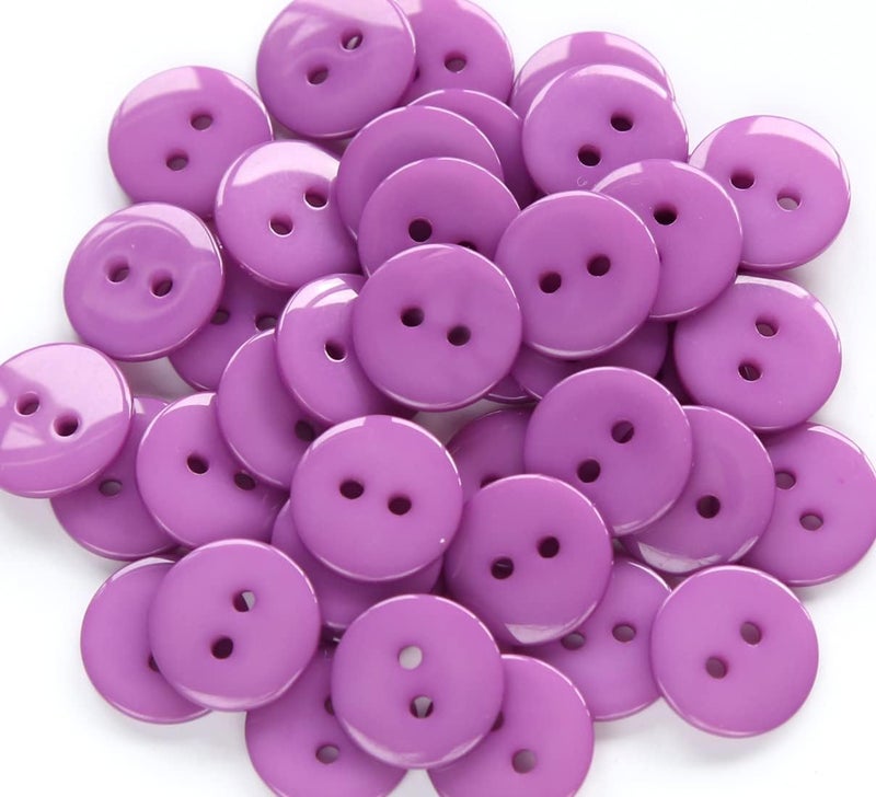 1 Inch Purple Buttons, Two Holes 25mm Resin Button for Sewing and DIY Crafts Pack of 100 PCS